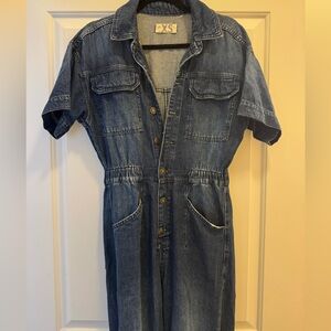 Free People Marci Denim Button-Up Jumpsuit